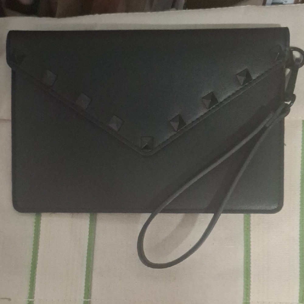 BCBG Paris Black Studded Clutch Wristlet